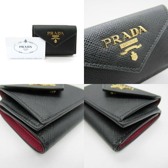 Prada Saffiano Leather Tri fold Wallet Black - Picture 9 of 10